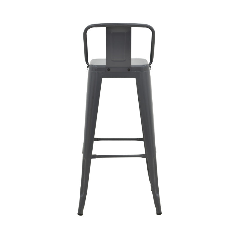 Taburet de bar cu spatar de inaltime medie Utopia din metala, antracit, 42x42x86 cm - Antracit