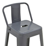 Taburet de bar cu spatar de inaltime medie Utopia din metala, antracit, 42x42x86 cm - Antracit