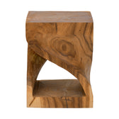 Taburet Hourian I din lemn Suar, Nuc, 35x35x45 cm, vedere frontală, lemn, PP, pentru living