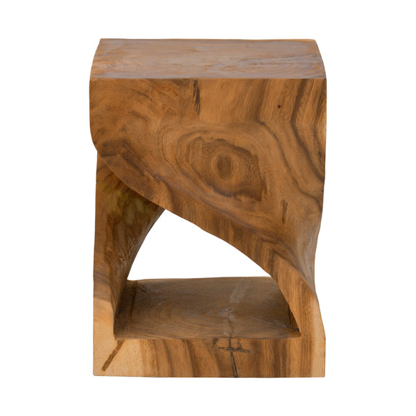 Taburet Hourian I din lemn Suar, Nuc, 35x35x45 cm