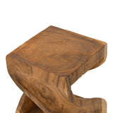 Taburet Hourian I din lemn Suar, Nuc, 35x35x45 cm