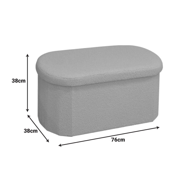 Taburet Otto cu spatiu de depozitare, Boucle Ivory, Bej, 76x38x38 cm