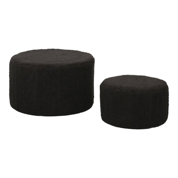 Taburet Pouf cu boucle Gabello, tesatura, Neagra, 44x26 cm