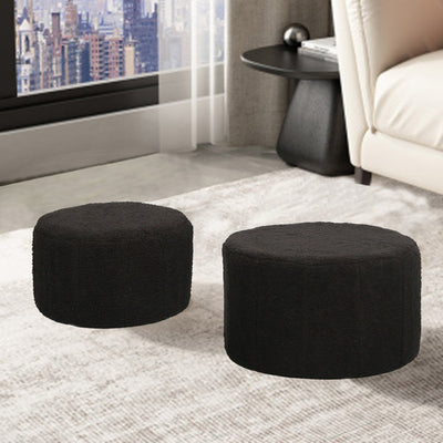 Taburet Pouf cu boucle Gabello, tesatura, Neagra, 44x26 cm, imagine suplimentara