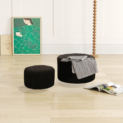 Taburet Pouf cu boucle Gabello, tesatura, Neagra, 44x26 cm, detaliu produs