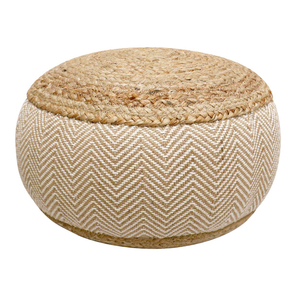 Taburet-pouf Hipy din iuta, Natural si bej, D40x30 cm