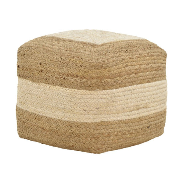 Taburet puf Sofian bej 100% iuta, 40x40x40 cm