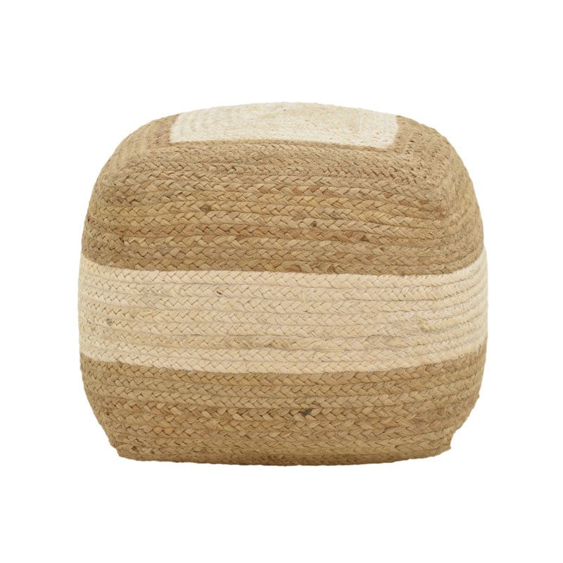 Taburet puf Sofian bej 100% iuta, 40x40x40 cm