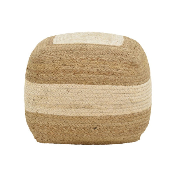 Taburet puf Sofian bej 100% iuta, 40x40x40 cm