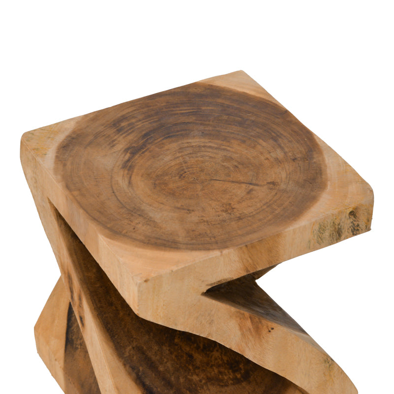 Taburet Rektan din lemn Suar, Natural, 35x35x40 cm
