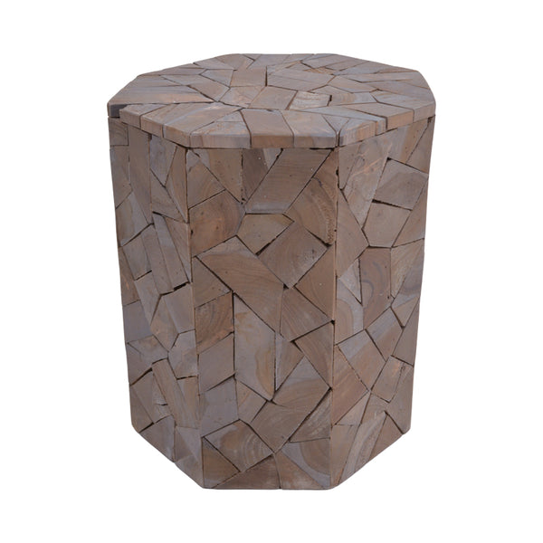 Taburet Sity gri spalat din lemn solid suar, 32x32x40 cm