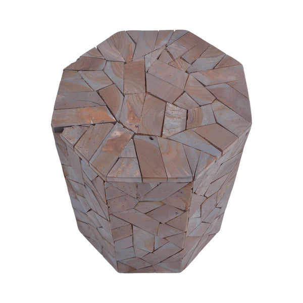 Taburet Sity gri spalat din lemn solid suar, 32x32x40 cm