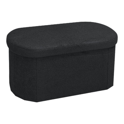 Taburet-trunchi cu functie de depozitare Otto, stofa boucle, gri închis, 76x38x38 cm