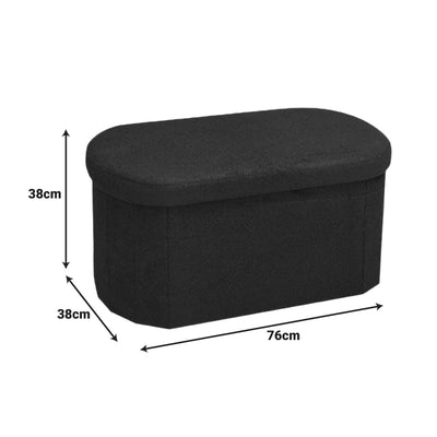 Taburet-trunchi cu functie de depozitare Otto, stofa boucle, gri închis, 76x38x38 cm, imagine suplimentara