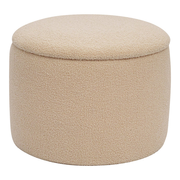Taburet-trunchi Roundy cu functie multifunctionala, Boucle, bej, 55x41 cm
