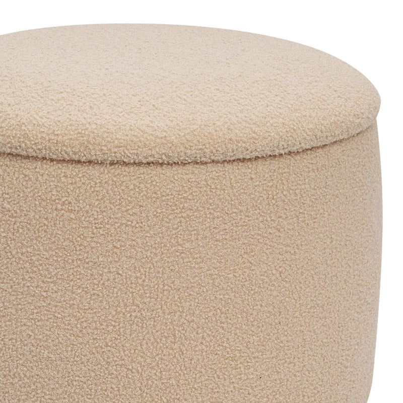 Taburet-trunchi Roundy cu functie multifunctionala, Boucle, bej, 55x41 cm, imagine suplimentara