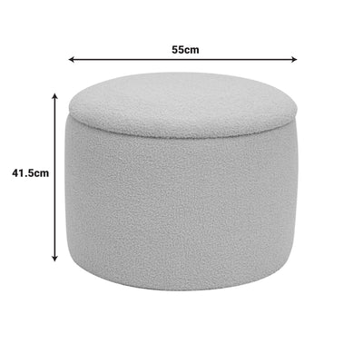 Taburet-trunchi Roundy cu functie multifunctionala, Boucle, bej, 55x41 cm, detaliu produs