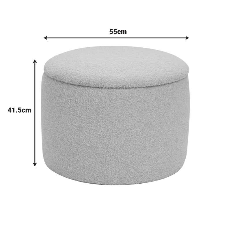 Taburet-trunchi Roundy cu functie multifunctionala, Boucle, bej, 55x41 cm, detaliu produs