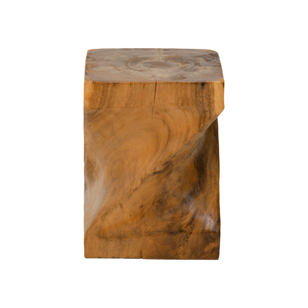 Taburet Twister din lemn Suar, Natural, 30x30x45 cm