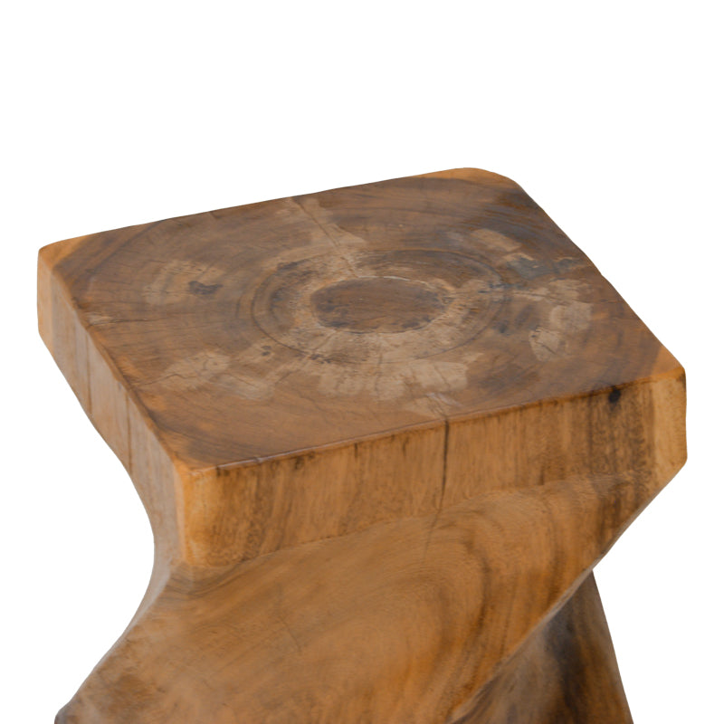 Taburet Twister din lemn Suar, Natural, 30x30x45 cm