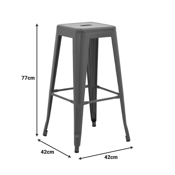 Taburet Utopia metalic, antracit, 42x42x76 cm