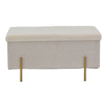 Taburet Ziwel cu capac teddy, alb auriu, 80x40x40 cm, imagine suplimentara