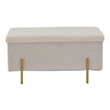 Taburet Ziwel cu capac teddy, alb auriu, 80x40x40 cm