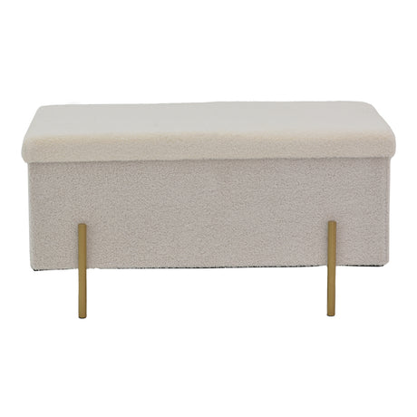 Taburet Ziwel cu capac teddy, alb auriu, 80x40x40 cm