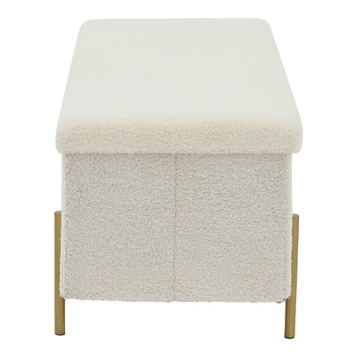 Taburet Ziwel cu capac teddy, alb auriu, 80x40x40 cm, detaliu produs