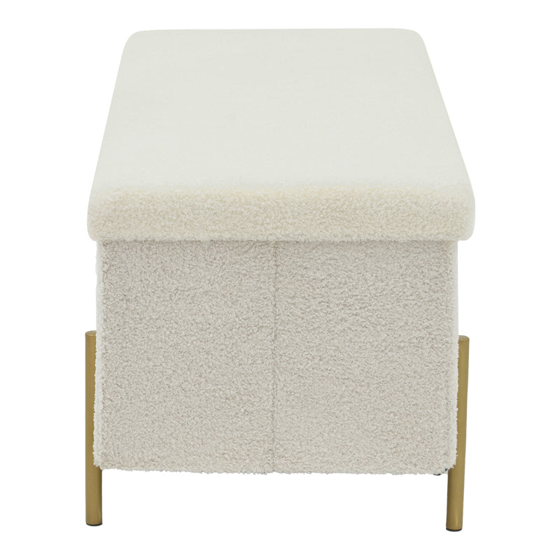 Taburet Ziwel cu capac teddy, alb auriu, 80x40x40 cm, detaliu produs