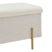 Taburet Ziwel cu capac teddy, alb auriu, 80x40x40 cm, foto produs