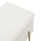 Taburet Ziwel cu capac teddy, alb auriu, 80x40x40 cm