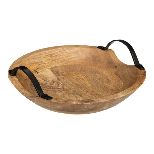 Tava decorativa cu functie Evria, Lemn de mango, Natur, 30x30x8 cm