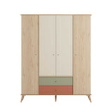 Dulap Haine Adore Tiffany, 4 usi, 2 sertare, Multicolor, 162 x 200 x 54 cm