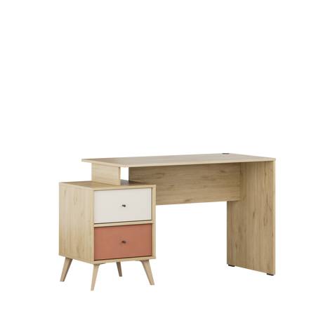 Birou Adore Tiffany, cu 2 sertare, Multicolor, 129 x 75 x 55 cm