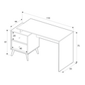Birou Adore Tiffany, cu 2 sertare, Multicolor, 129x75x55 cm, perspectiva suplimentara