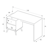 Birou Adore Tiffany, cu 2 sertare, Multicolor, 129x75x55 cm, perspectiva suplimentara