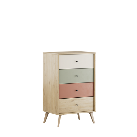 Comoda Adore Tiffany, 4 sertare, Multicolor, 60 x 99 x 44 cm