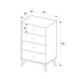 Comoda Adore Tiffany, 4 sertare, Multicolor, 60 x 99 x 44 cm