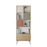 Biblioteca Adore Tiffany, 4 usi si 4 rafturi, Multicolor, 67 x 181 x 30 Cm