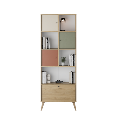 Biblioteca Adore Tiffany, 4 usi si 4 rafturi, Multicolor, 67x181x30 cm, foto produs