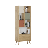 Biblioteca Adore Tiffany, 4 usi si 4 rafturi, Multicolor, 67 x 181 x 30 Cm