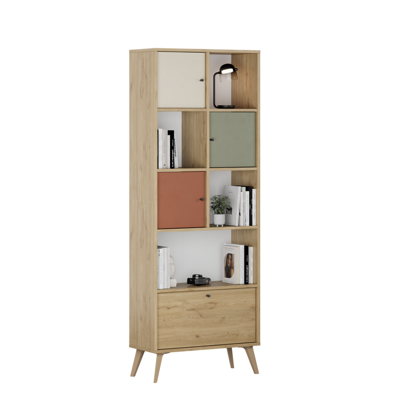 Biblioteca Adore Tiffany, 4 usi si 4 rafturi, Multicolor, 67x181x30 cm, foto produs 8