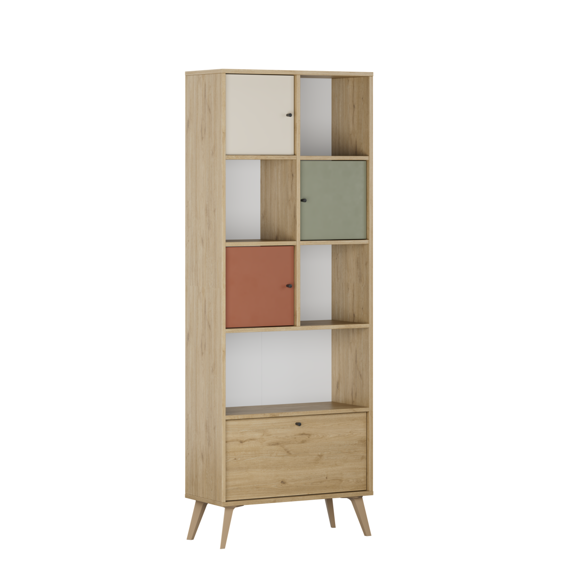 Biblioteca Adore Tiffany, 4 usi si 4 rafturi, Multicolor, 67 x 181 x 30 Cm