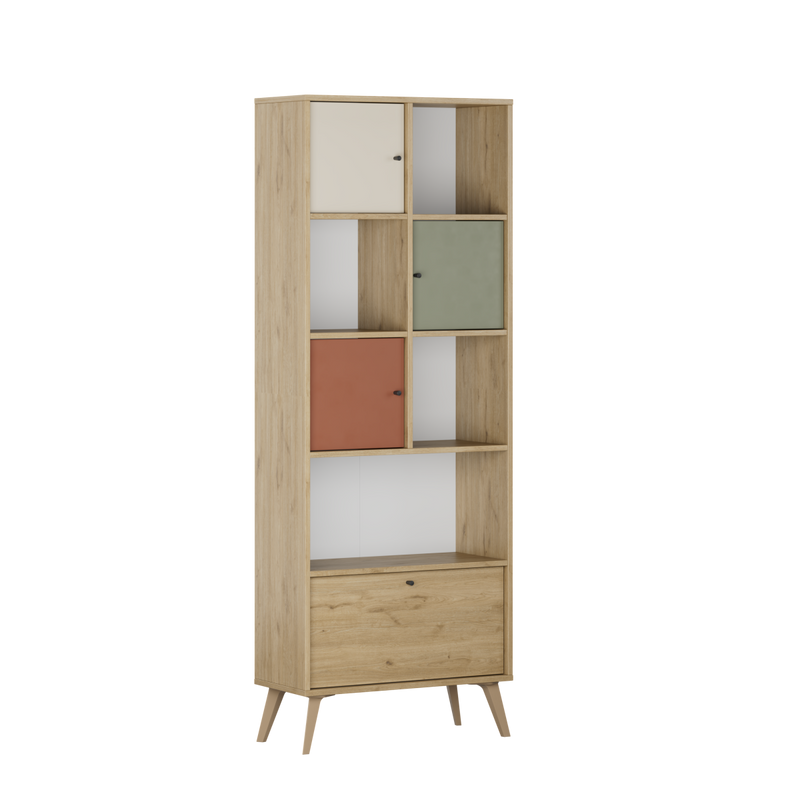 Biblioteca Adore Tiffany, 4 usi si 4 rafturi, Multicolor, 67x181x30 cm, foto produs 9