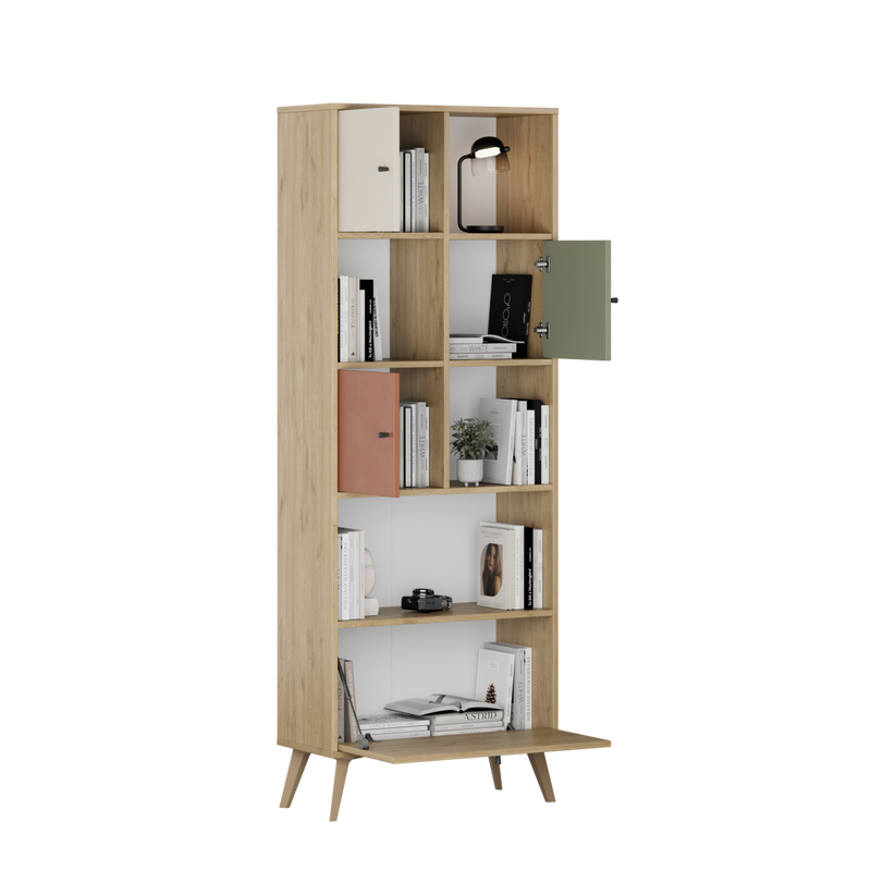 Biblioteca Adore Tiffany, 4 usi si 4 rafturi, Multicolor, 67x181x30 cm, foto produs 10