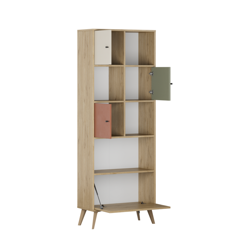 Biblioteca Adore Tiffany, 4 usi si 4 rafturi, Multicolor, 67x181x30 cm, foto produs 11