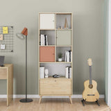 Biblioteca Adore Tiffany, 4 usi si 4 rafturi, Multicolor, 67 x 181 x 30 Cm