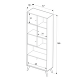 Biblioteca Adore Tiffany, 4 usi si 4 rafturi, Multicolor, 67 x 181 x 30 Cm