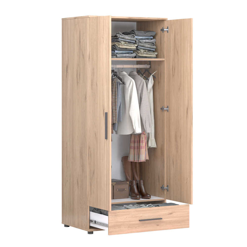 Dulap Haine Adore Trendline cu 2 usi si sertar, Stejar, 80x187x52 cm, foto produs 7